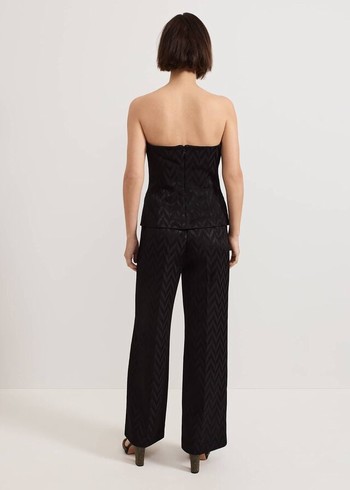 Phase Eight Adalynn Jacquard Trousers Black Australia | SY2739451